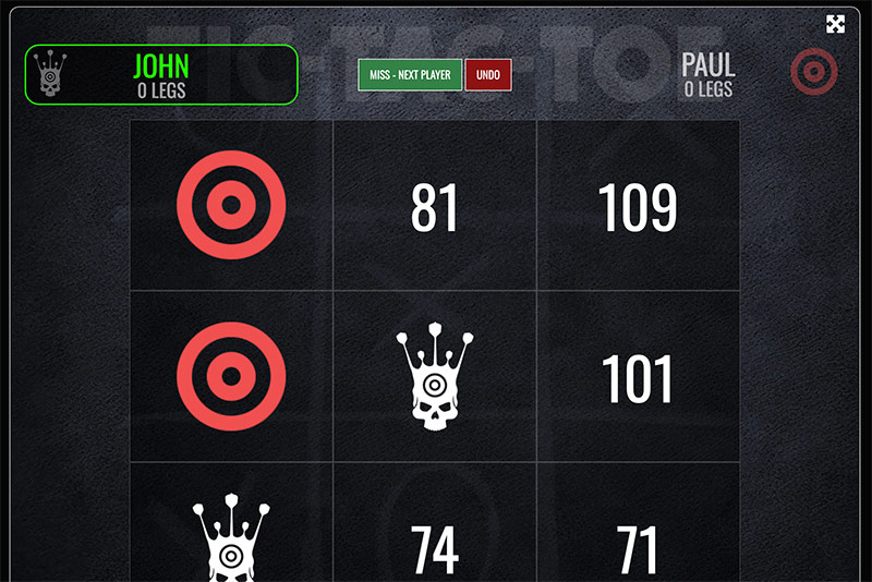 GoDartsPro Tic-Tac-Toe darts game